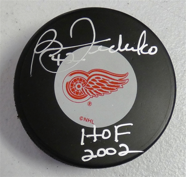 Bernie Federko Autographed Red Wings Puck