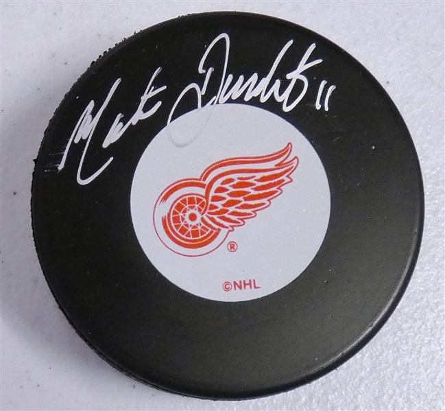 Matthieu Dandenault Autographed Red Wings Puck