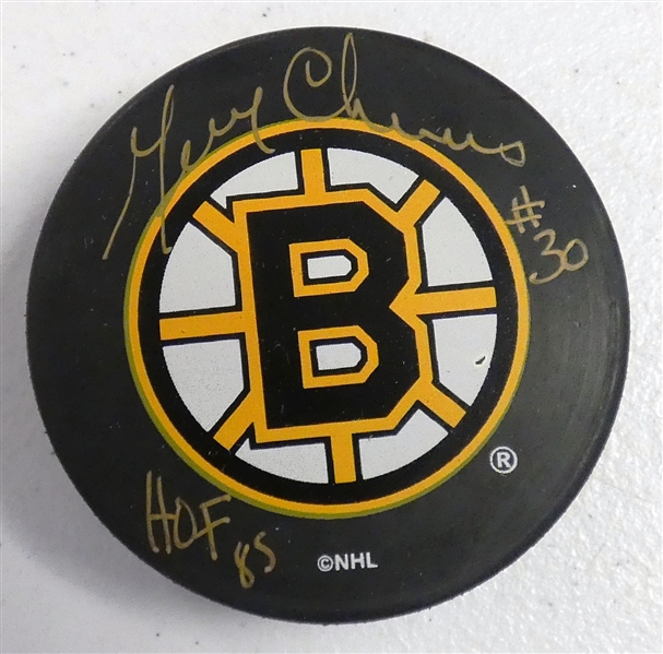 Gerry Cheevers Autographed Bruins Puck