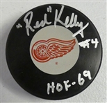 Red Kelly Autographed Red Wings Puck