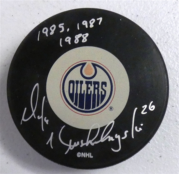 Mike Krushelnyski Autographed Oilers Puck