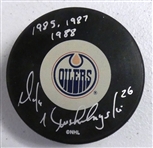 Mike Krushelnyski Autographed Oilers Puck