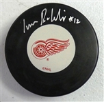 Ivan Boldirev Autographed Red Wings Puck