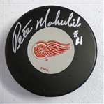 Pete Mahovlich Autographed Red Wings Puck