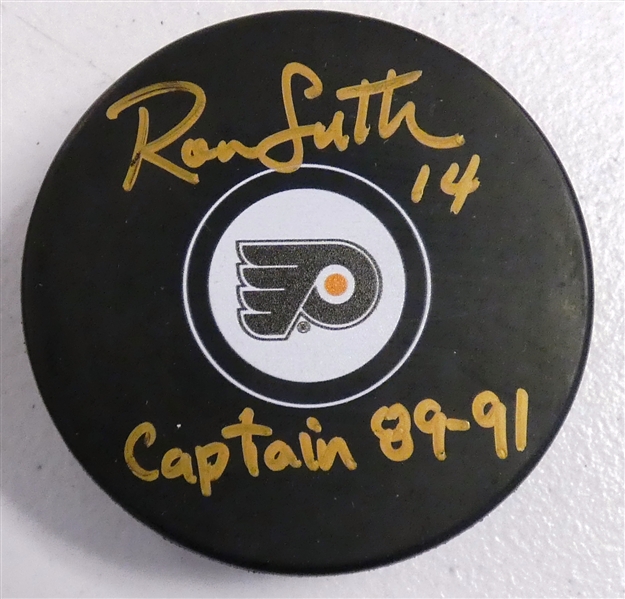 Ron Sutter Autographed Flyers Puck