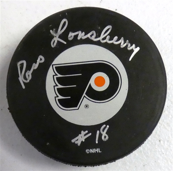 Ross Lonsberry Autographed Flyers Puck