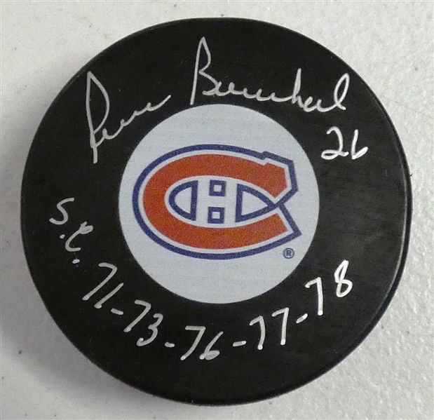 Pierre Bouchard Autographed Canadiens Puck