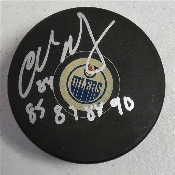 Charlie Huddy Autographed Oilers Puck