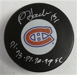 Rejean Houle Autographed Canadiens Puck