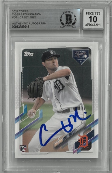 Casey Mize Autographed 2021 Topps Tigers Foundation Rookie Card