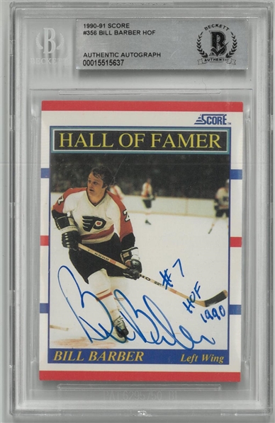 Bill Barber Autographed 1990/91 Score