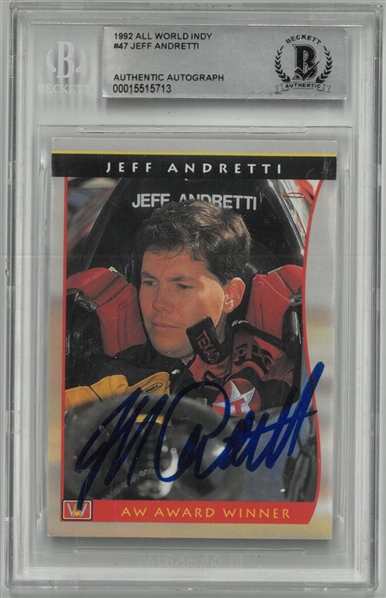 Jeff Andretti Autographed 1992 Indy All World