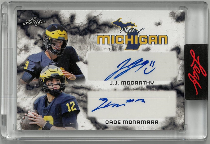 J.J. McCarthy & Cade McNamara Autographed Leaf