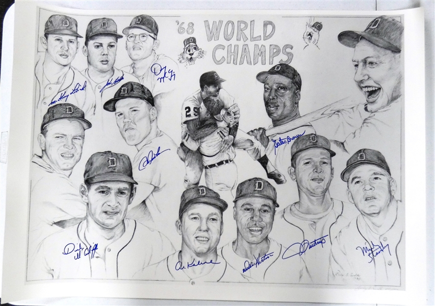 1968 Detroit Tigers Autographed Lithograph