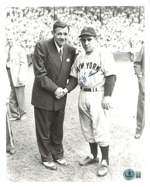 Yogi Berra Autographed 8x10 w/ Babe Ruth