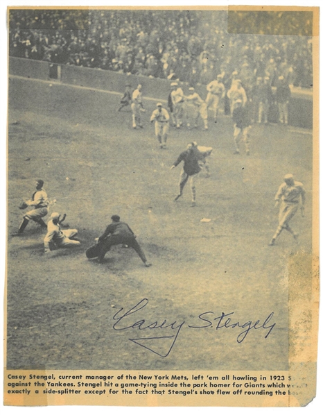 Casey Stengel Autographed 4x6 Newspaper Photo