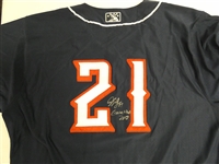 JaCoby Jones Game Worn Autographed 2018 Toledo Mud Hens Jersey
