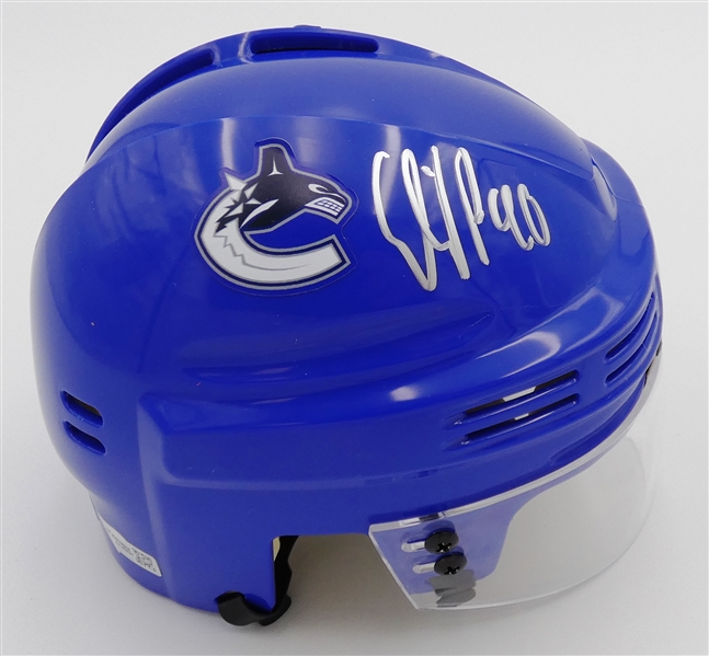 Elias Pettersson Autographed Mini Helmet