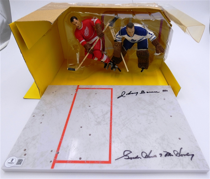 Gordie Howe & Johnny Bower Autographed McFarlane Figure