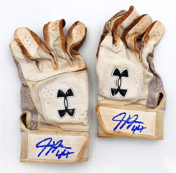 Justyn-Henry Malloy Game Worn Autographed Batting Gloves