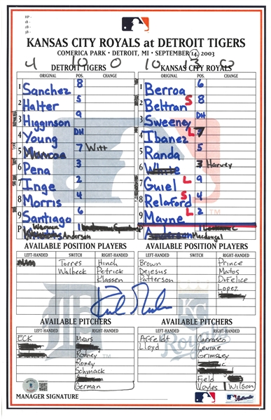 Kirk Gibson Autographed 9/14/2003 Lineup Card