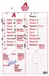 Kirk Gibson Autographed Spring Training Lineup Card