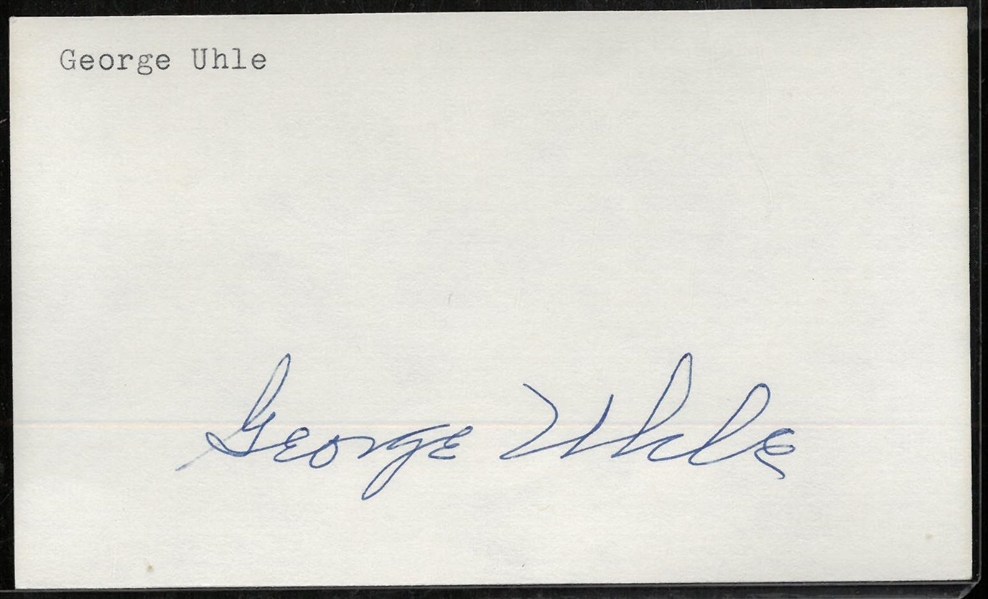 George Uhle Autographed 3x5 Index Card