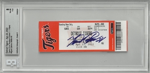 Miguel Cabrera Autographed 3000th Hit Ticket Beckett 8 + 9 Auto