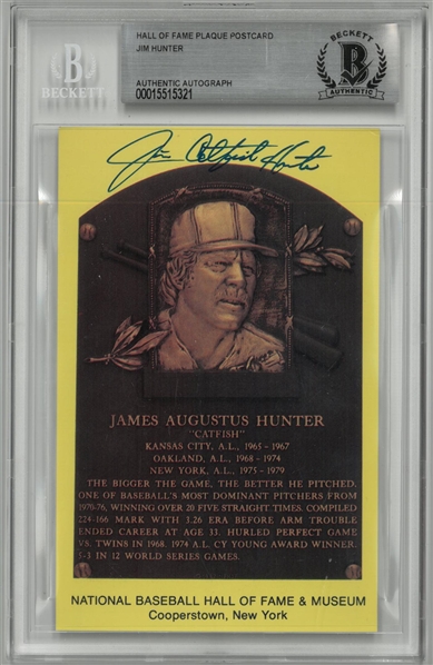 Jim "Catfish" Hunter Autographed HOF Plaque