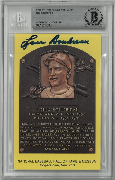 Lou Boudreau Autographed HOF Plaque