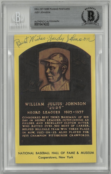 Judy Johnson Autographed HOF Plaque