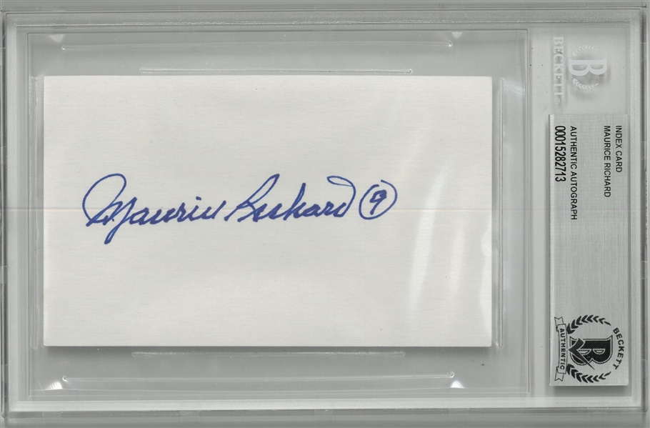 Maurice Richard Autographed 3x5 Index Card