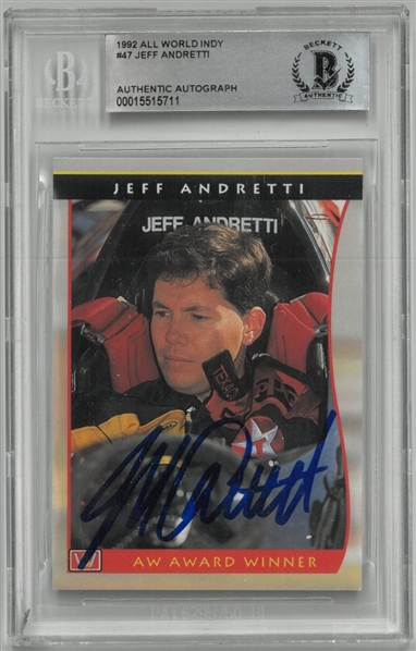 Jeff Andretti Autographed 1992 Indy All World
