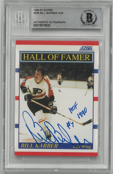 Bill Barber Autographed 1990/91 Score