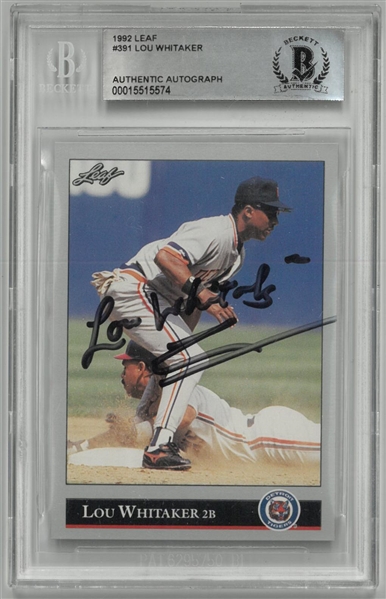 Lou Whitaker Autographed 1992 Leaf