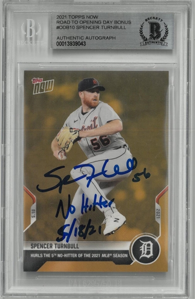 Spencer Turnbull Autographed 2021 Topps Now No Hitter