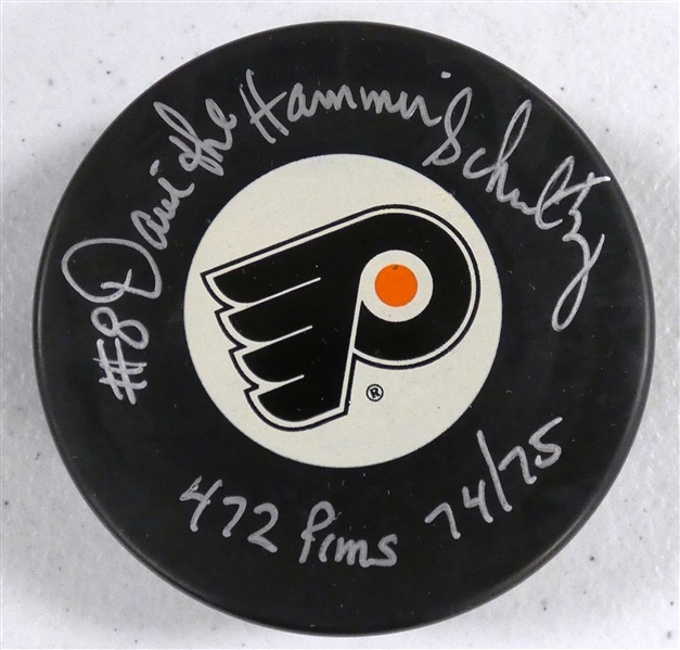 Dave "The Hammer" Schultz Autographed Flyers Puck