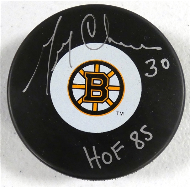 Gerry Cheevers Autographed Bruins Puck
