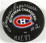 Jacques Laperriere Autographed Canadiens Puck