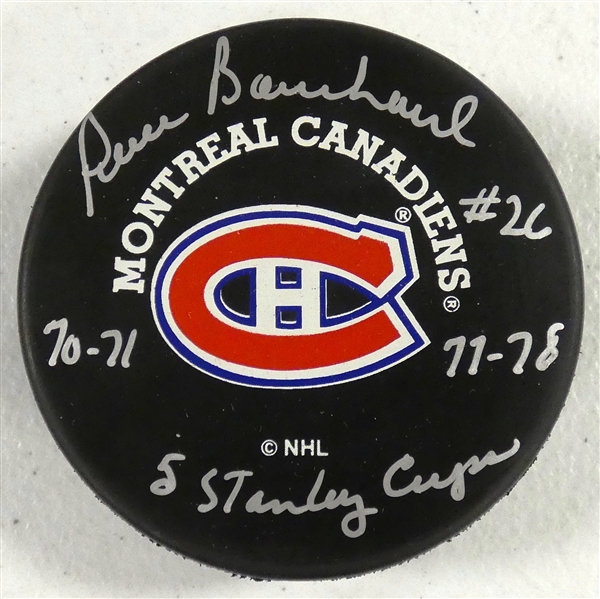 Pierre Bouchard Autographed Canadiens Puck
