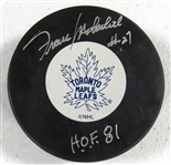 Frank Mahovlich Autographed Maple Leafs Puck