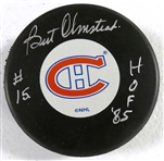 Bert Olmstead Autographed Canadiens Puck