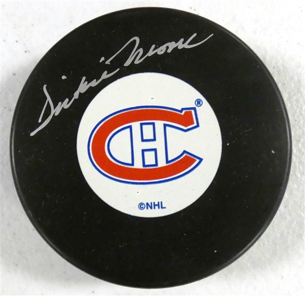 Dickie Moore Autographed Canadiens Puck