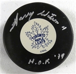 Harry Watson Autographed Maple Leafs Puck