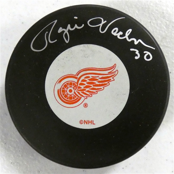Rogie Vachon Autographed Red Wings Puck