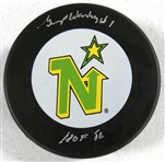 Gump Worsley Autographed North Stars Puck