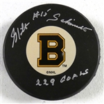 Milt Schmidt Autographed Bruins Puck