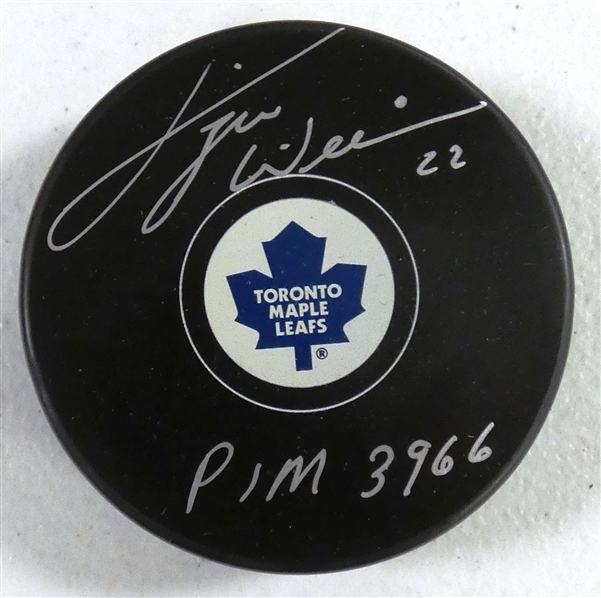 Tiger Williams Autographed Maple Leafs Puck