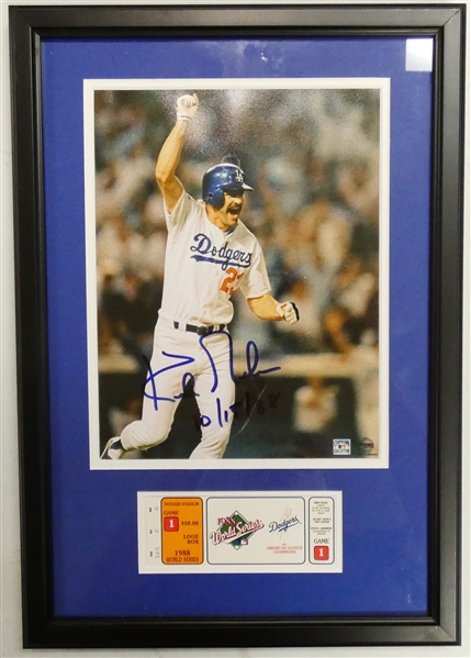 1988 World Series Game 1 Ticket Framed w/ Kirk Gibson Autographed 8x10 