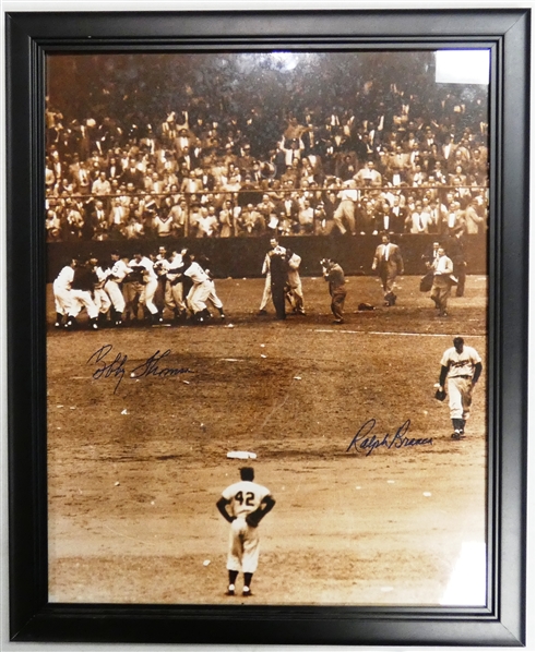 Bobby Thomson & Ralph Branca Autographed 16x20 Framed 1951 World Series Photo